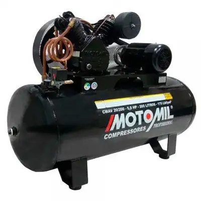 Compressor de Ar 20 pés 5,0 HP 200L Trif 220/380V Alta Pressão - MOTOMIL