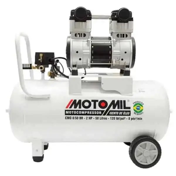 Compressor de Ar Odontológico 50 Litros Isento de Óleo CMO-8 - MOTOMIL